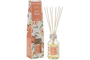 Hassett Green London Just Peach Fragrance Oil Reed Diffuser 100ml - Długotrwały Zapach do Domu z 8 Rattanowymi Patyczkami - Idealny na Prezent i Do Użytku Codziennego