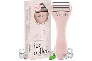 Kitsch Rouleau à Glace pour le Visage et les Yeux, Soin de la Peau Froide pour le Drainage Lymphatique du Visage, les Cernes et le Soulagement de la Migraine Outil de Massage du Visage, Rose
