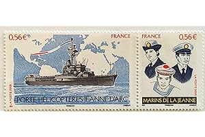 TIMBRE FRANCE 2009 Bande de 2 Timbres de France Authentiques de Collection Neufs** N 4423 et 4424. Bateau de Guerre: Porte-hélicoptères par des Livres Express