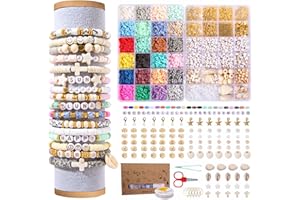 WLIAGYE 8000+ Stück Polymer Clay 6mm perlen Set,mit Buchstabenperlen Selber Machenfür Geschenkidee Armbänder, Weihnachten,Urlaub, Geburtstage, Partys, Belohnungen