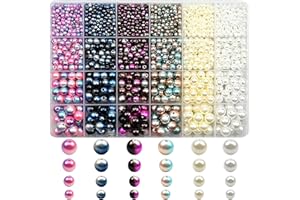 Divono 1890 perline lucide da 4 a 10 mm, con scatola portaoggetti, perle finte per la creazione di gioielli, fai da te, bracciali, collane, orecchini, maglieria, decorazioni (miste)