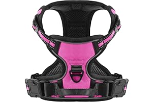 COMSLE Pettorina Cane Taglia Grande Media Piccola, Pettorina per Cani Anti Tiro Riflettente, Imbracatura Regolabile Cani con 2 Ganci in Metallo per Addestramento Corsa (Rosa Rosso, M)