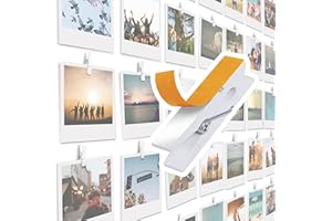 TOROS STORE Paquete de 20 clips autoadhesivos para fotos – Marcos de fotos, clip de madera blanca para soportes de fotos para pared, tarjetas de fotos para colgar tableros de exhibición y tableros de fotos