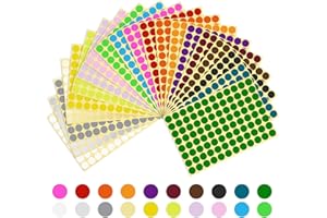 Elalove Gommettes Rondes Autocollantes 16mm - 20 Couleurs Vives En papier adhésif haute qualité - 1920 Pastilles Repositionnables - Idéales pour Organisation, Déco, Loisirs Créatifs