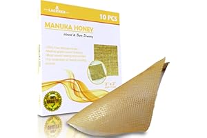 AWD MEDICAL AWD Lot de 10 pansements de gaze au miel de Manuka 100 % imprégnés de qualité médicale - Fournitures médicales, soins des plaies et premiers secours - Coussinets de gaze (5,1 x 5,1 cm, 10 pièces)
