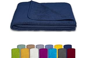 KiGATEX Terry Cloth Blanket Made of 100% Cotton - Summer Blanket, Bedspread, Bed Cover, Beach Towel - Washable - Oeko-Tex Certified - 150 x 200 cm - Navy