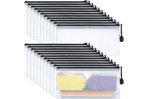 LIANGDIAN 22 Pezzi Sacchetto Di Plastica Del Portafoglio A6 Borsa Per Documenti In Rete Impermeabile Custodia Multiuso Con Cerniera Per Cartelle In Rete Trasparente Per Ufficio Scolastico A Casa