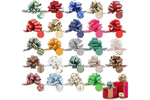 shallyong 24 Lazos Regalo Navidad Envolver Regalos, Lazos Regalo Navideños 13 cm, Moños y Cinta Navidad Decorativos, para Decoración de Regalos, Botellas y Cajas Navideñas (24)