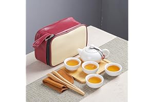 EeAaSsTy Set da tè in ceramica con teiera e tazza cinese (1 teiera * 4 tazze) (bianco)