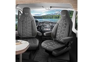 RC Royal Class Pilot Seat Cover Seat Covers Protective Cover Set Suitable for Motorhome Ducato Camper Hymer Pössl Bürstner Laika Fendt Accessories (Front Seat Covers, Pilot 430, Grey L50)