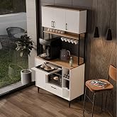 MEZZA 5260 COFFEMATE Kahve K&ouml;şesi 105 cm &Ccedil;ok Ama&ccedil;lı Dolap Kiler Mutfak Dolabı Sepet Beyaz