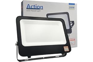 IWIIK Foco Exterior LED 200W Negro Slim, 22000Lm, Reflector IP65, Proyector Led Ultrafino, Floodlight Lighting, Focos para jardín, terraza, garaje y patio, Luz Fría 5700K (200, Vatios)