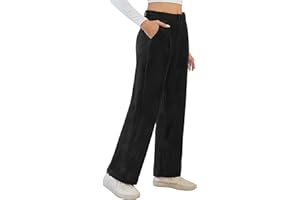 Desol Cordhose Damen Imitations Warme Hosen Damen Bequeme Stoffhose Weite Herbst Winterhose mit Taschen High Waist Gefütterte Freizeithose