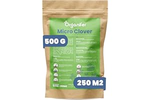 Organifer Semillas De Césped De Microtrébol - Semilla De Trébol Puro - Cuidado Del Césped - Semillas De Césped - Semillas Orgánicas - Microtrébol Para Césped, (500 G Para 250 M2)