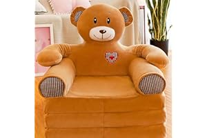 ALSWIG Three Layers of Folding Kids Sofa/Children Sofa/Lazy Sofa/Armchair Flip Open Plush Foldable Mini Sofa Softtoy Cute Cartoon Design Baby Seat Couch (Not Cover!with Liner Filler) (Bear) (QK-123)