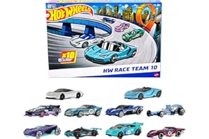 Hot Wheels – Set da 10 auto da corsa (Un set a sorpresa tra stili assortiti), include Corvette, Lamborghini, McLaren e veicoli originali collezione die-cast 1:64, giocattolo 3+, HYM96
