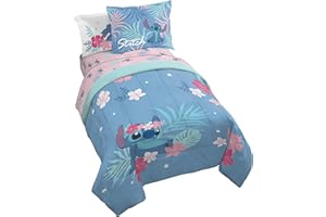 Jay Franco Disney Lilo & Stitch Paradise Dream 7 Piece Full Bed Set - Includes Reversible Comforter & Sheet Set Bedding - Super Soft Fade Resistant Microfiber (Official Disney Product)