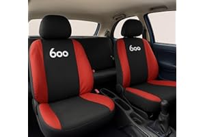Auto Accessori Lupex | Coprisedili Auto Compatibili con 600 Seicento, Colore Nero Rosso, Made In Italy, Tessuto Policotone, Nome Auto Ricamato, Fodere Sedili Anteriori e Posteriori
