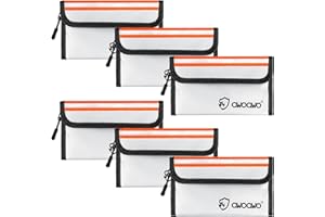 AWOAWO 6 Stück Feuerfeste Tasche mit Reflektorstreifen 20x13cm - Praktische Kleine Feuerfeste Geldtasche für Dokumente, Bargeld und Wertsachen, 5200°F hitzebeständig wasserdicht - Silber