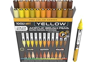 TOOLI-ART Zestaw markerów z farbami akrylowymi z elastyczną końcówką pędzla, szerokość linii 1-7 mm do malowania na kamieniu, kaligrafii pędzlowej, szkle, kubkach, drewnie, metalu, płótnie, tkaninie