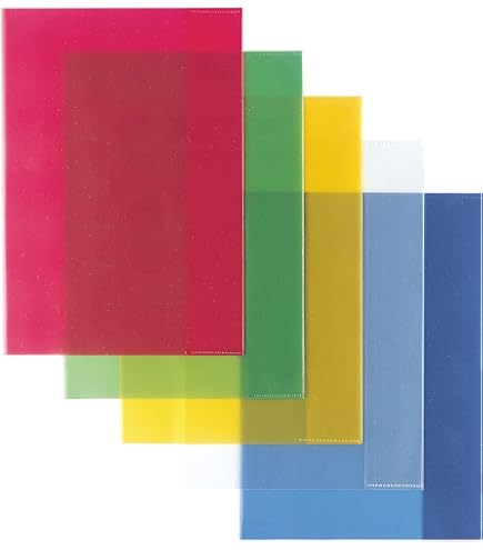 10 Stabile DIN A5 Heftumschlaghüllen – Mit 2 Einstecklaschen, Translucent, 120 My, Inkl. 3D-Sticker