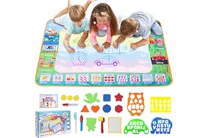 LEcylankEr Tapis Dessin Eau Enfant 120 x 90 CM Aqua Doodle Matte Aqua Tapis de Dessin Adapté Jeux pour Enfants 1 2 3 4 5 6 7 Ans (Version éducative)