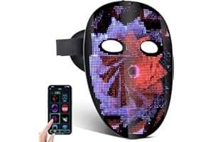 FLAREMORE LED Light Up Face Mask, Funny LED Mask with Gesture Sensing Face Transforming Modes, LED Shining Mask Built-in Various Images, Suitable for Costume Cosplay Masquerade Halloween