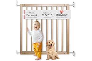 BabyDan Aalborg, 71.5-78.5 cm, Basic Stair Gate/Baby Gate/Safety Gate, Wood, Made in Denmark - (Pet Gate/Dog gate)