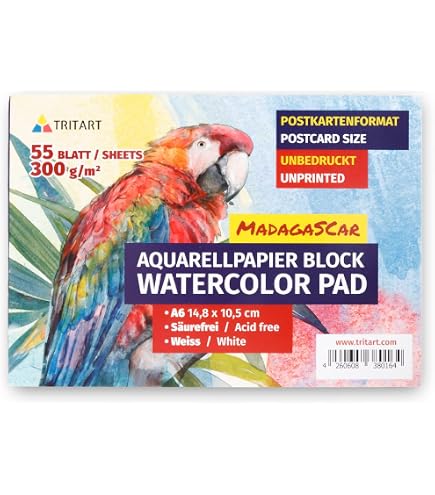 Frisk Aquarellpapier 300g/m², Heißgepresst & Glatt – 12 Blatt A4, Säurefrei