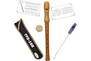 Tuyama® TFS-16B Flauto Dolce Soprano in Acero - Diteggiatura Barocca - Flauto Dolce in Legno con Tabella delle Diteggiature e Esempi Musicali