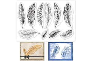 GLOBLELAND Bird Feathers Clear Stamps Animal Feathers Silicone Clear Stamp Transparent Stamp Seals for Cards Making DIY Scrapbooking Photo Journal Album Decoration