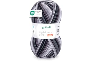Gründl Lana Big Mamma Print - Lana XXL para tejer - ovillo grande de 400 g / 1040 m - lana con degradado de color 100% poliacrílico - anthrazit-steingrau-mausgrau-weiß