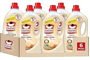 Omino Bianco - Detergente líquido para lavadora, aroma fresco con esencia corazón de Marsella, 312 lavados, 2600 ml x 6 paquetes