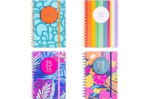 evelay 2025 2026 Diary A5 Page a Day Academic Mid Year Spiral Bound Planner Organiser for School Student Teacher (Flowers)