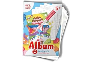 Sabbiarelli Sand-it For Fun - Album Inviti alle Feste: 5 Fogli Adesivi A5 per Sand Art con 15 Inviti Staccabili da Colorare con Sabbia Colorata (NON INCLUSA) - Biglietti, Lavoretti per Bambini Anni 5+