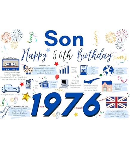 1969 Fun Facts Poster:Black And Gold 1969 Birthday Card, 50th Anniversary - Baer Design Studio