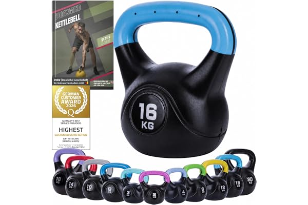 Body & Mind® Kettlebell Ball Hantel plast 2-20 kg - Träningshantel för styrketräning - Professionell fitness svinghantel