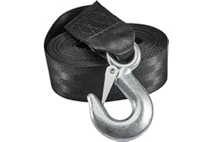 CarBole Correa de Cabrestante para Remolque con Gancho de Seguridad para Barco o Coche,Medidas de 2 x 20 Pies,Resistencia a la Rotura 10000 Libras,Límite de Trabajo: 3300 Libras