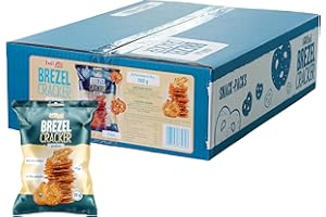 ‎HELLMA HELLMA Brezel Cracker Salz - 28 Stk. Knabberei im Mini-Beutel je 35 g einzeln- Snack-Vorrats-Box - für Büro oder unterwegs