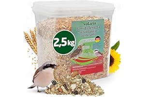 Eggersmann volaris Grani da terrazza con insetti, 2,5 kg, mangime per uccelli selvatici, senza guscio, con vermi di farina, semi di girasole, UVM. Mangime per tutto l'anno, ricco di proteine ed