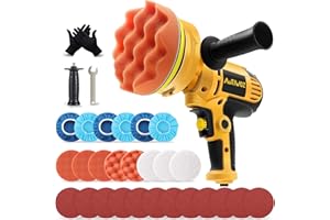 AUTIWOZ 5-Inch Rotary Car Polisher Buffer Sander 700W Mini Waxing Polishing Machine for Car Boat Floor DIY Polish Buffing Clean Variable 6 Speeds with Pad Bonnet