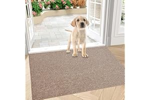 FANGCCC Schmutzfangmatte Innen 60 x 90 cm, Rutschfest Fußmatte Außen und Innen, Waschbar Sauberlaufmatte Türmatte, Wasserdicht Eingangsteppich, Absorbierend Fussmatte für Eingang, Haustür (Braun, 80 x 120 cm)