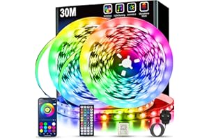 Keepsmile Led Strip Lights 30M(2 Rolls of 15M) with Music Sync,Bluetooth Smart App Control Color Changing Indoor Led Light Strips with Remote,Flexible Lights for Bedroom Home Party Christmas Decor