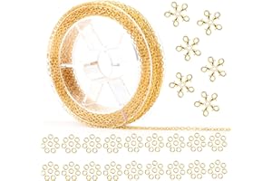 TDUNSYA 10M Cadena de Eslabones para Hacer Joyas 2 mm Cadena de Eslabones Cadena de Collar de 3x2mm Oro Cadena Por Metros Collares con Cierres de Langostas y Anillos de Salto para Fabricación de Joyería DIY