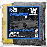 WONKEY - Ultra Kalın Mikrofiber Oto Araba Yıkama Kurulama Havlusu 70x50 cm, B&uuml;y&uuml;k Boy &Ccedil;ift Katlı Ara&ccedil; Kurutma Bezi