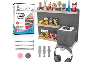 ‎SHELFIE SHELFIE WG - magnetisches Tonie-Regal für Tonie Box inkl. Ladestation, ca. 22 Tonie Figuren und Kopfhörer - 40x29cm