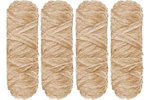 YCFAN Crochet Yarn Chunky Yarn for Crochet,Chunky Wool for Knitting 100g Balls x 4 Chenille Yarn,Wool for Crochet Kits for Beginners Adults for Handmade Crafts Hats Blankets Scarves (Cream)
