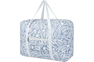 Narwey Sac Valise Cabine 45x36x20 Easyjet Sac de Voyage Pliable Sac sous Le siège Sac Weekend Homme et Femme 25L (Feuille Bleue)