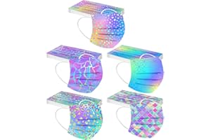 RAOPUZI 50 Pièces Adulte pour Masque Tissu Non-tissé 3 Plis Protection Faciale Jetable Respirant Doux Antipoussière Plein Air Femmes et Hommes Impression Bandeaux Tissu Multifonctionnel Écharpes (A-5)