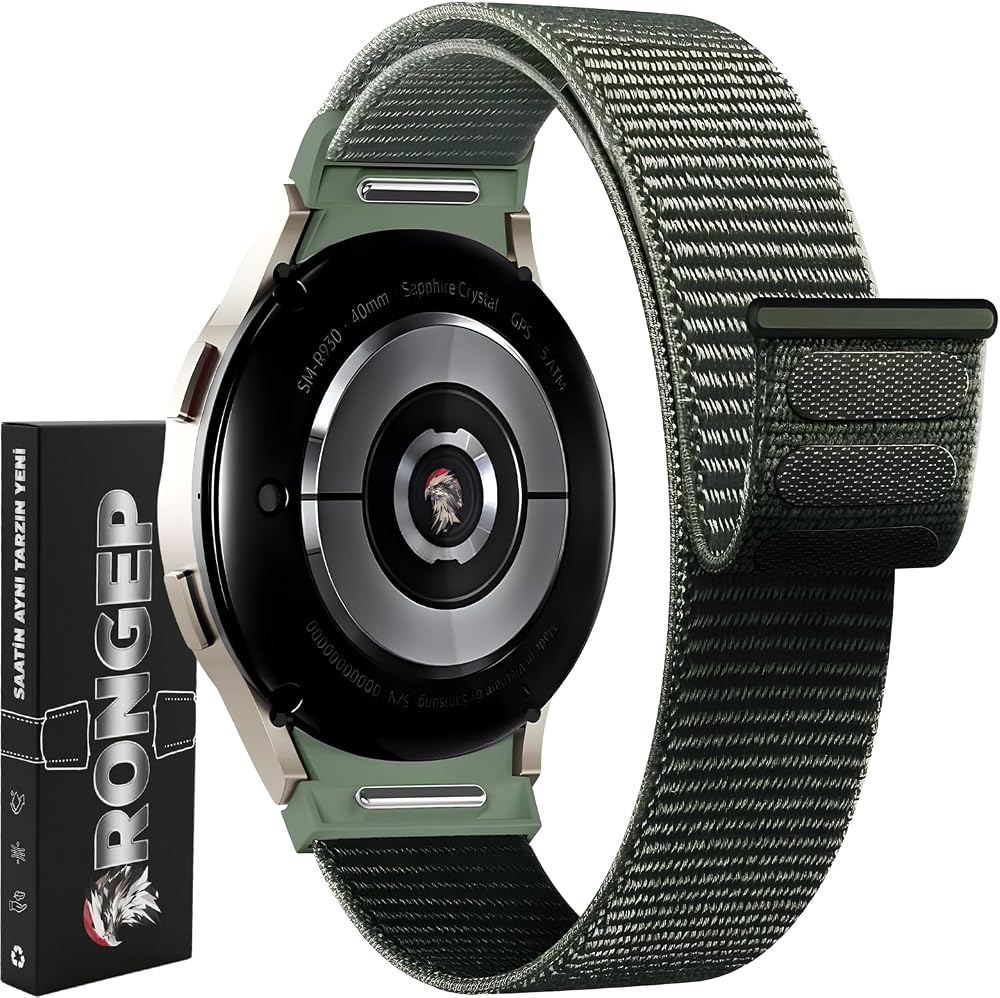 Rongep Samsung ile Uyumlu Yeni Nesil Bağlantı Hasırlı Kumaş Kordon Galaxy Watch 7/6/5/4 Serisi için Galaxy Watch 7 Kordon (40mm/44mm) Watch 6/4 Classic (47/43/42mm) Watch 5 Pro Uyumlu